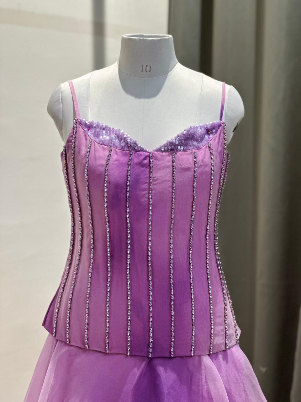 purple beaded lehenga set