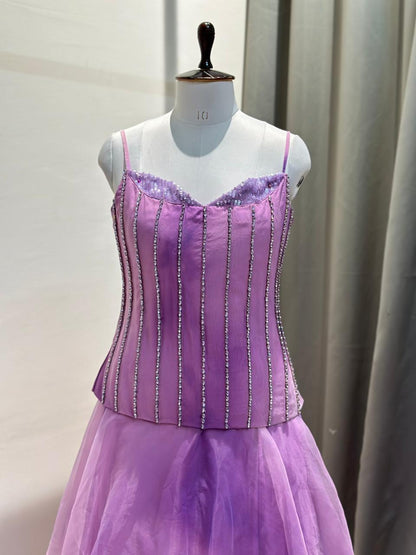 Purple Beaded Lehenga Set