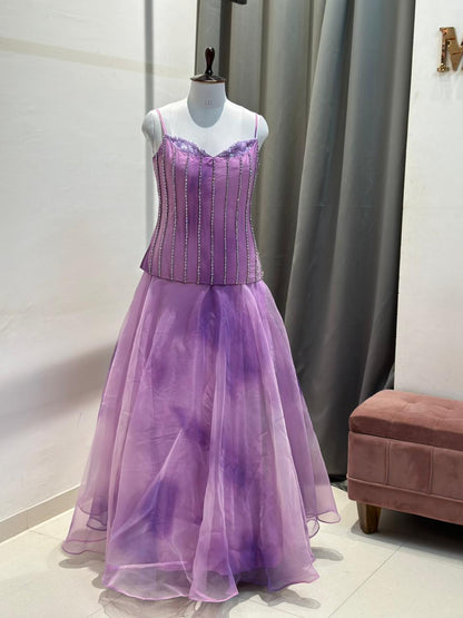 Purple Beaded Lehenga Set