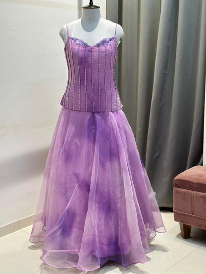 Purple Beaded Lehenga Set